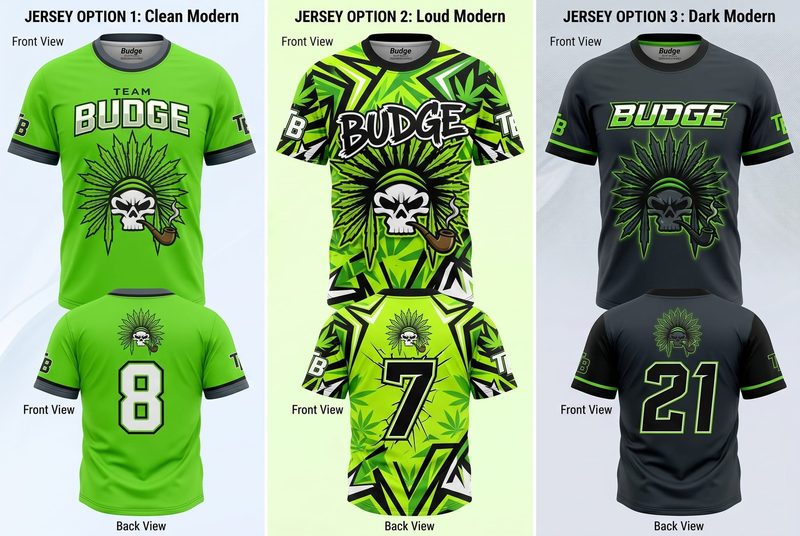 Green modern jersey options