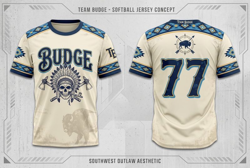 Southwest Outlaw cream and blue jersey